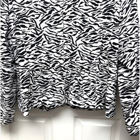 Harve Bernard Zebra Stripe Blazer, Lined, Shoulder Pads, Women's Size XL - Picture 7 of 9
